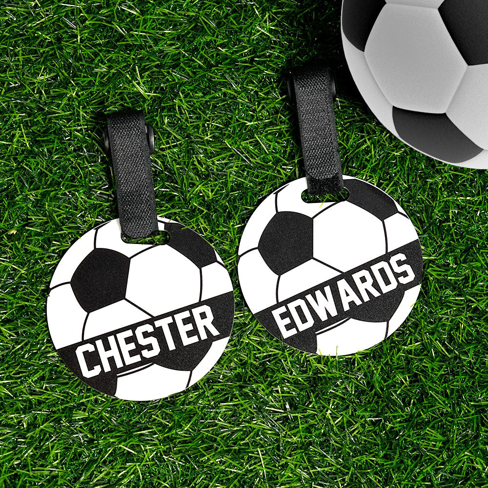 Etiqueta personalizada con nombre de futbol para bolsa de equipaje con correa ajustable Accesorio Regalo de cumpleaños del equipo para los amantes de los jugadores de futbol