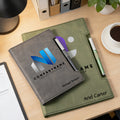 Personalizada Logotipo de la empresa de cuero de la PU Binder recargable Pen Set con nombre y lema Aniversario Promoción de regalo para el empleado