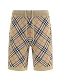 Burberry Check Cotton Blend Bermuda Shorts — Beige