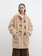 Light and wandering imported Lagon style curly shearling velvet stick button stand collar jacket