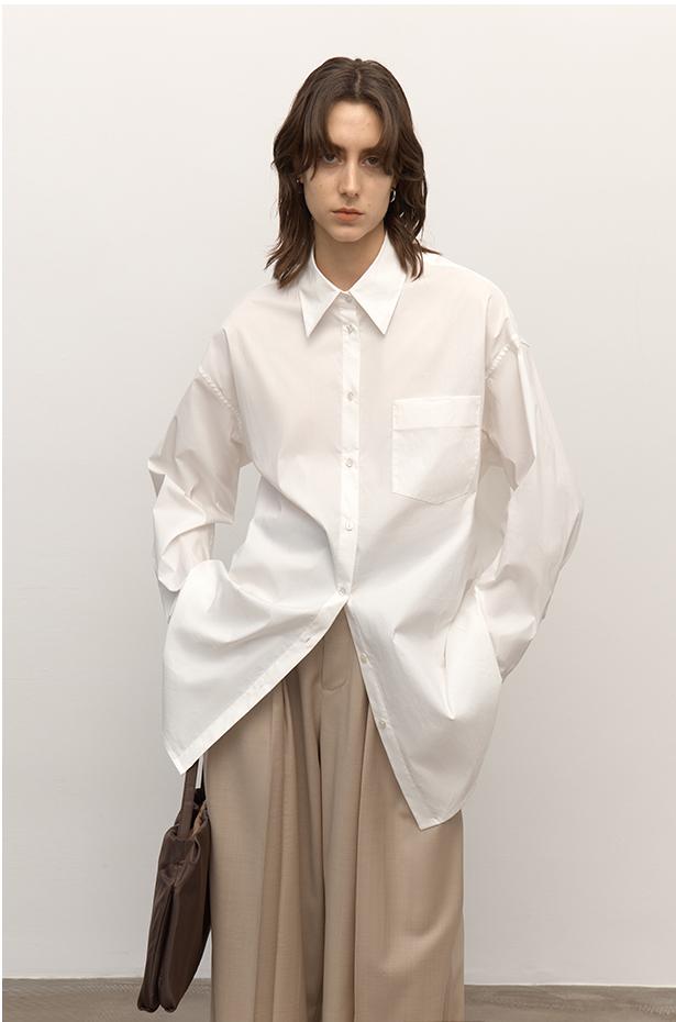 Heart's Desire high-end high-density nylon cotton drapes stylish all-match silhouette shirt