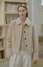 Slightly Sweet Latte Furry Lapel Wool Artificial Compound Suede Casual Straight Shearling Jacket