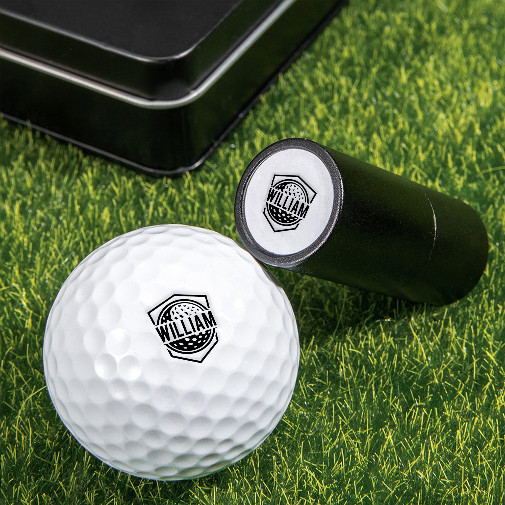 Sello de bola de golf personalizado con monograma, caja metálica y nombre o inicial Accesorio de golf Regalo de cumpleaños para golfistas
