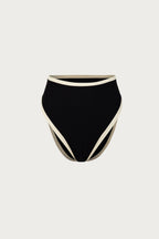 High Rise Bottom (Faux Suede Black/Cream)