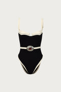 Western One Piece (Faux Suede Black/Cream)