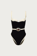 Western One Piece (Faux Suede Black/Cream)