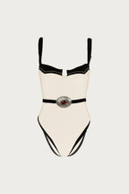 Western One Piece (Faux Suede Cream/Black)