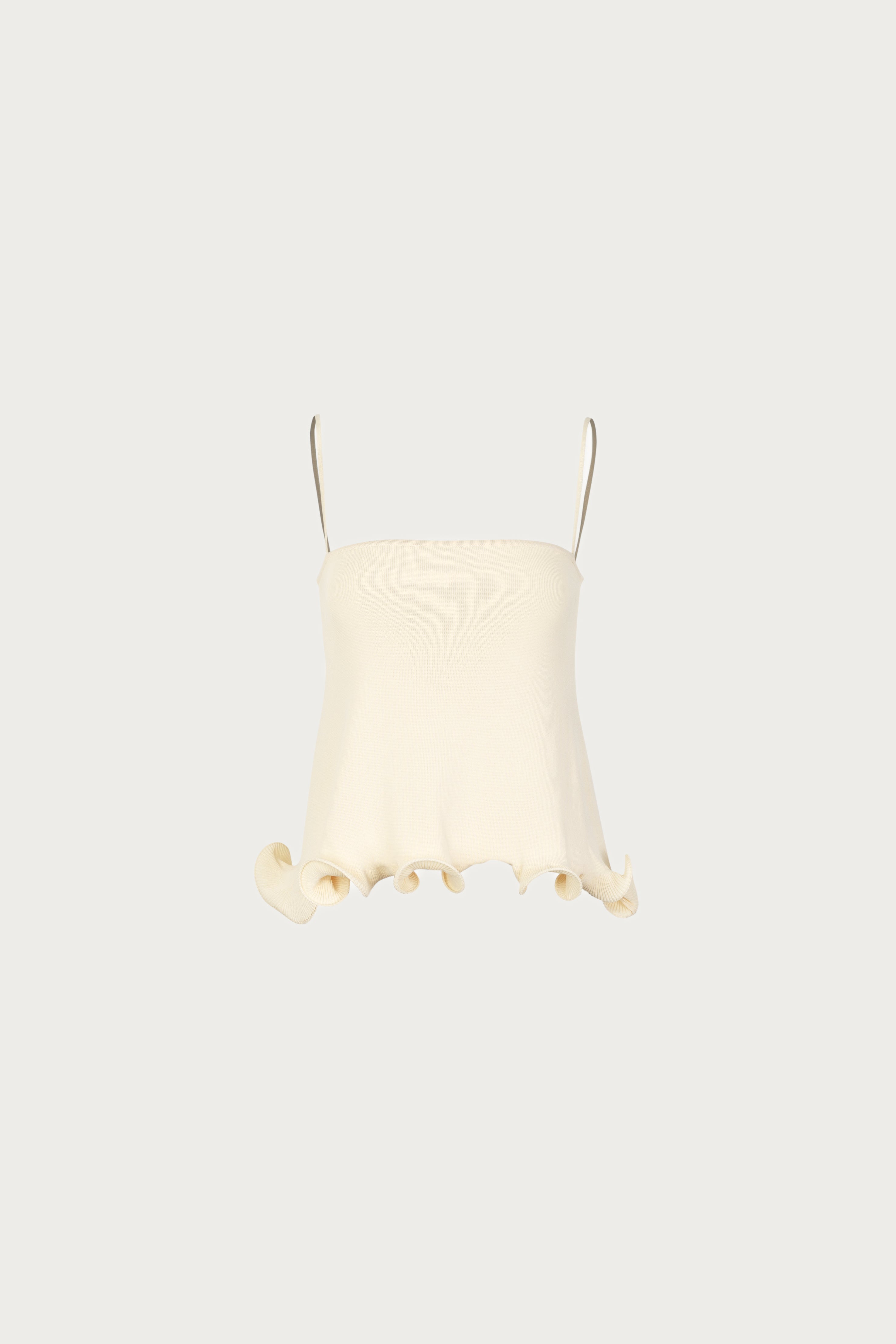 Ruffle Hem Tank Top (Cream)