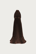 Halter Flounce Midi Dress (Brown Polka Dot)
