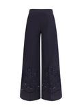 Forte_forte Embroidered Cotton Trousers — Black