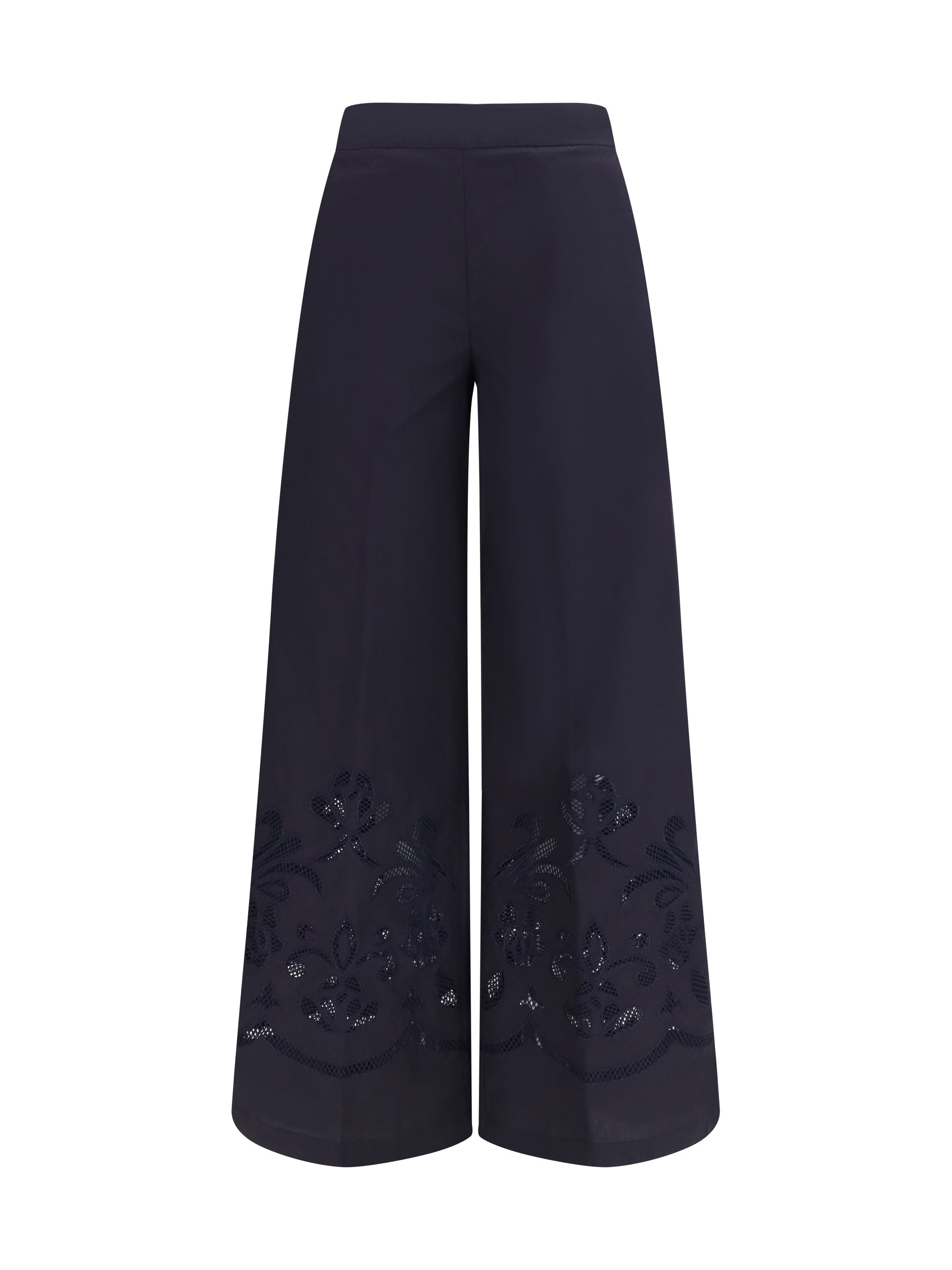 Forte_forte Embroidered Cotton Trousers — Black