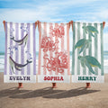 Toalla de playa personalizada de microfibra de secado rápido con estampado marino y nombre Esenciales de viaje Fiesta en la playa Regalo de cumpleaños para amigos