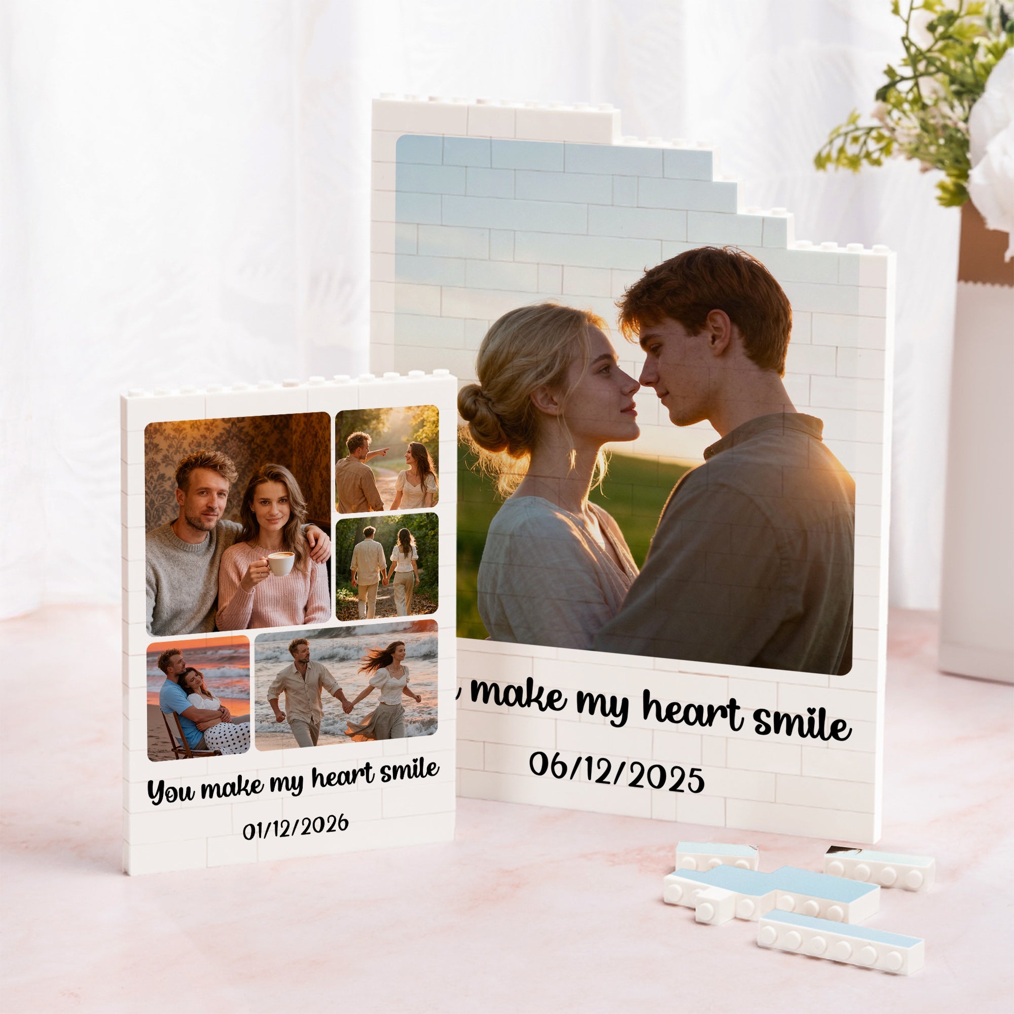 Puzzles personalizados de 1-6 fotos en ABS con texto y fecha Decoración de habitaciones Regalo de San Valentín para parejas