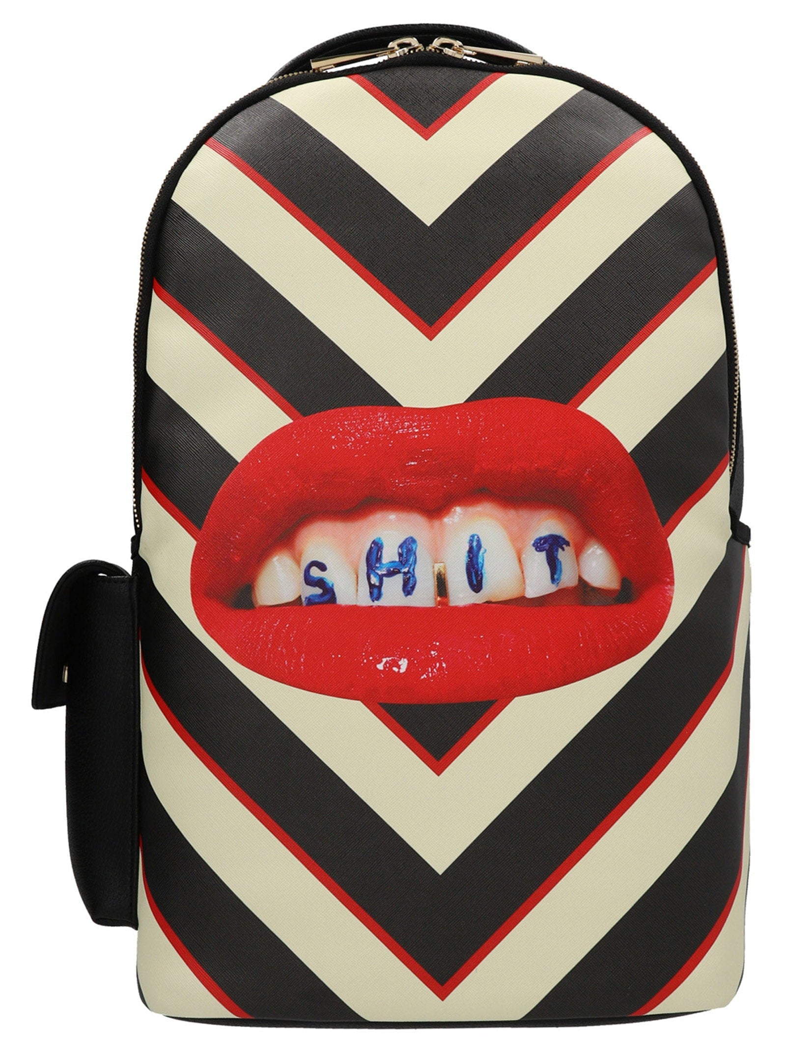 Seletti Chevron-Print Backpack — Black