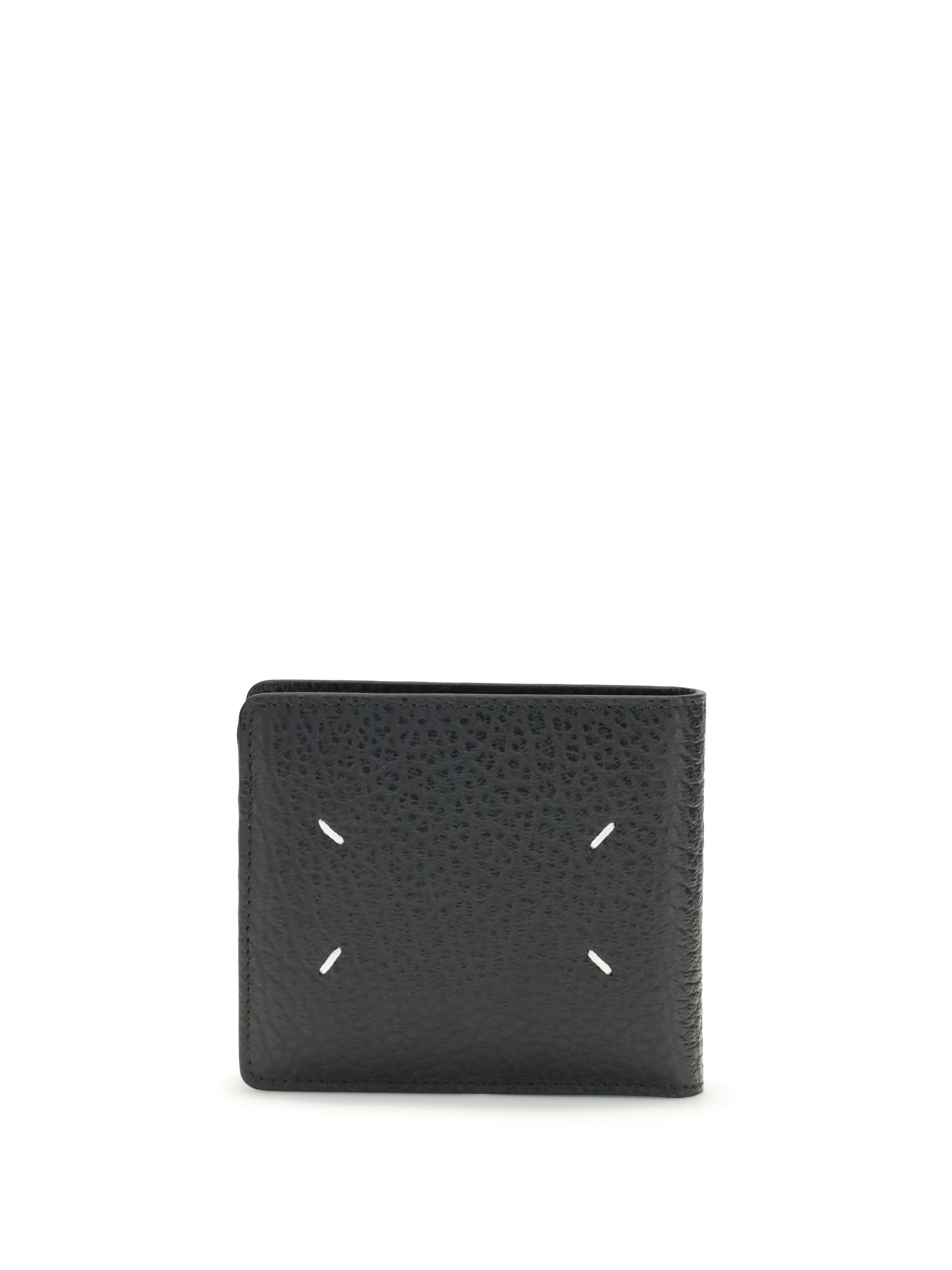Maison Margiela Contrast-Stitched Calf Leather Wallet — Black