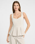 Express Women's Signature Ponte Sweetheart Peplum Tank Top in Warm Ivory
