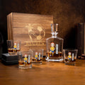 Decantador de whisky personalizado con el nombre de un simpático futbolista de dibujos animados para los amantes del whisky