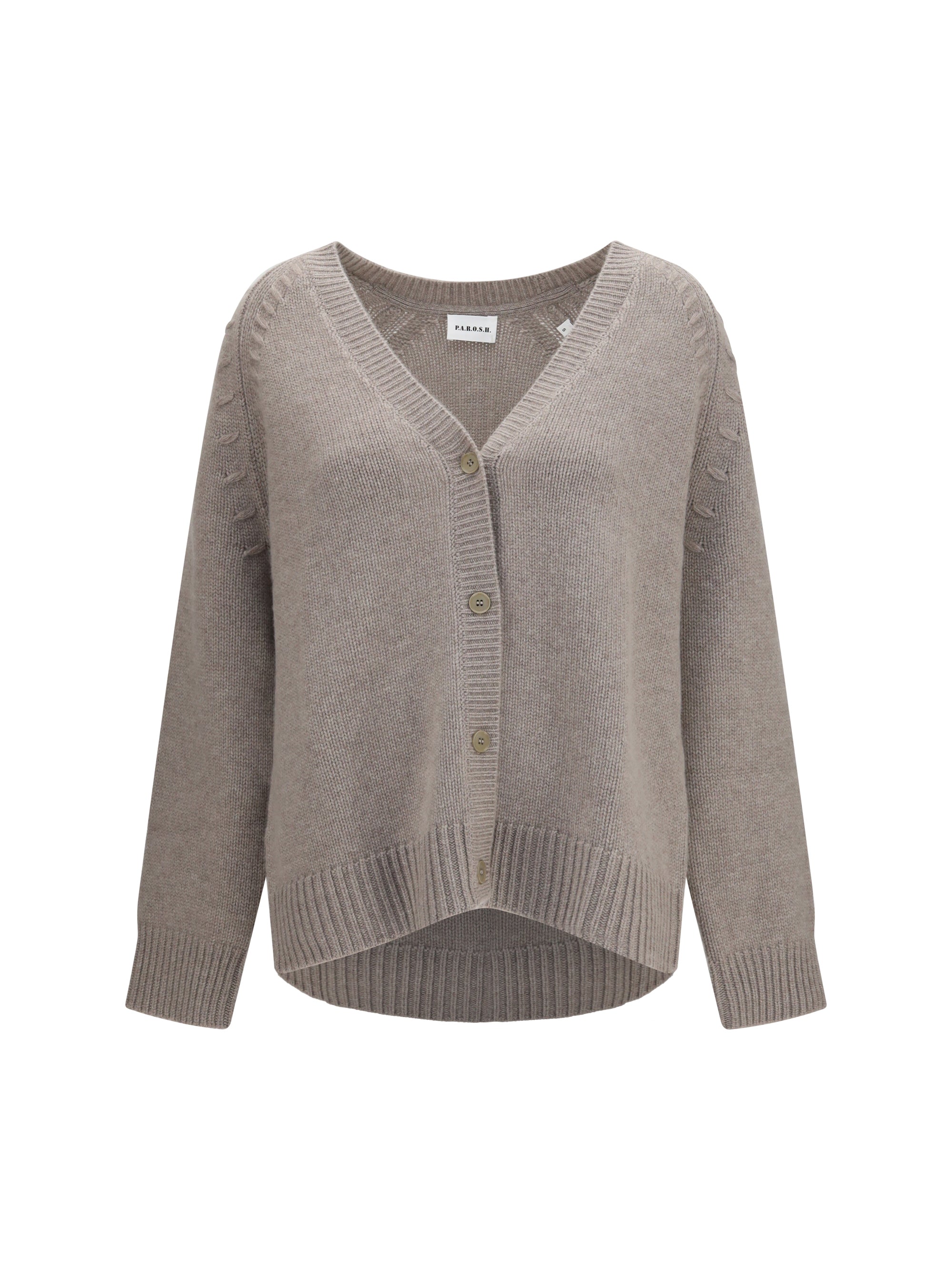 P.A.R.O.S.H. Cashmere V-Neck Button Cardigan — Gray