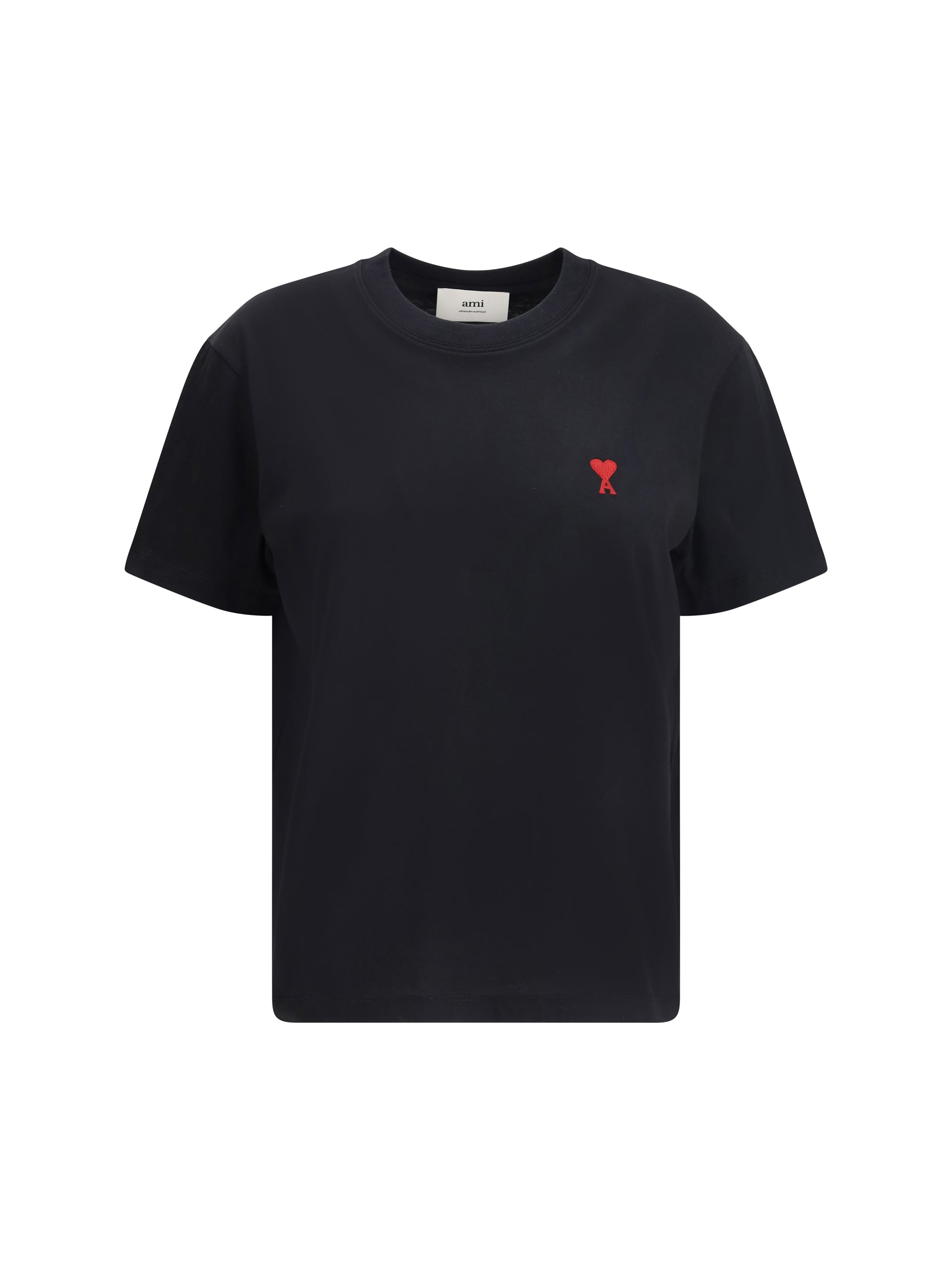 AMI Paris Logo-Embroidered T-Shirt — Black