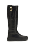 Chloé Calfskin Leather with Gold Buckle Boot — Black