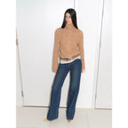 Romantic Cable vintage warm flower basic mohair wool cable blend zipper knitted cardigan