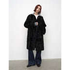 Roman Theater sheepskin fur one-piece long round neck straight fur coat for women winter