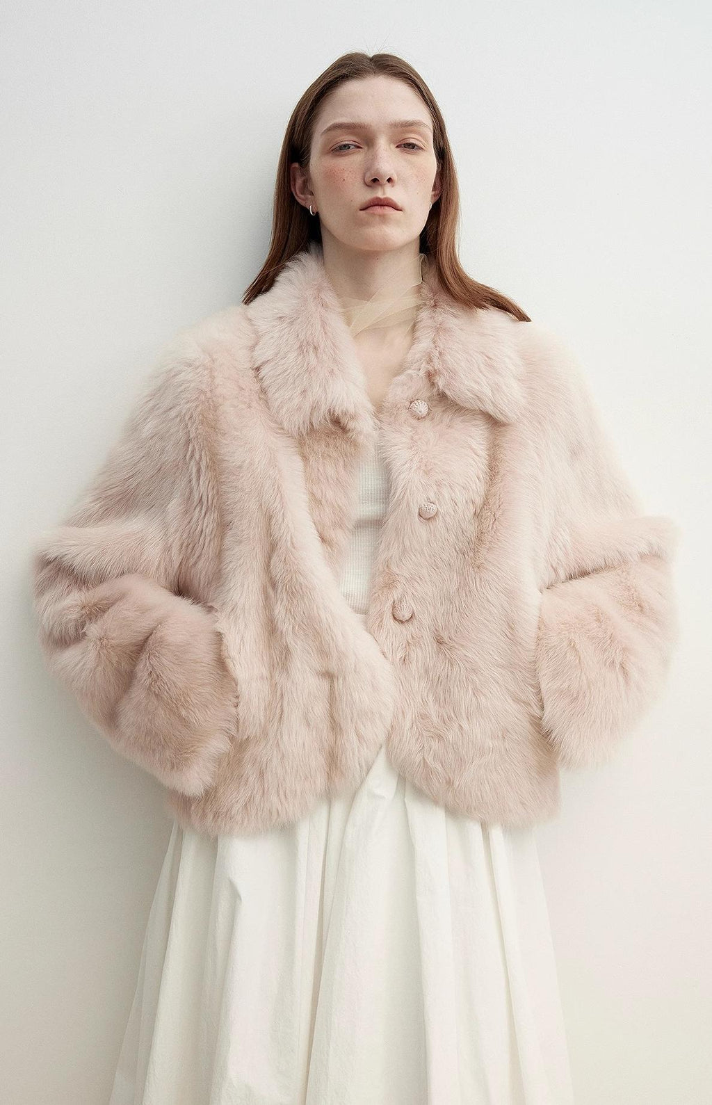 Autumn Secret Pink Lapel Tuscan Straight Fur Sheepskin Short Jacket