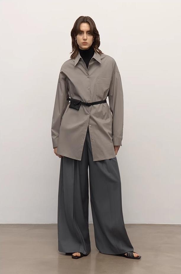 Heart's Desire high-end high-density nylon cotton drapes stylish all-match silhouette shirt