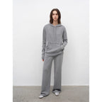 Relaxed Encounter Stylish Casual Sports Wool Knit Hoodie and Straight-Leg Leisure Pants Set