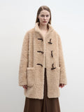Light and wandering imported Lagon style curly shearling velvet stick button stand collar jacket