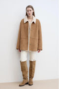 Vintage Manor high quality wool contrast lapel reversible  Shearling jacket