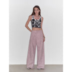 Light and Shadow Walking Retro Fashionable Dirty Printed Reverse-Fold Mid-Low-Waist Double-pleat Straight-leg Wide-Leg Casual Pants