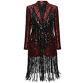Red & Black Sequin Fringe Jacket