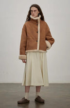 Makino Traveler Motorcycle  Reversible Wool And Artificial Compound Suede Shearling  jacket