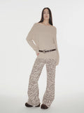 Warm Women's Formula French simple and versatile merino wool blended one-neck off-the-shoulder sweater