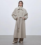 Moonlit VeilStraight-cut Raglan Sleeve Double-layer Collar Wool Coat for Women