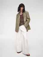 Windsor Past wide shoulder multi-pocket suit waxed leather jacket
