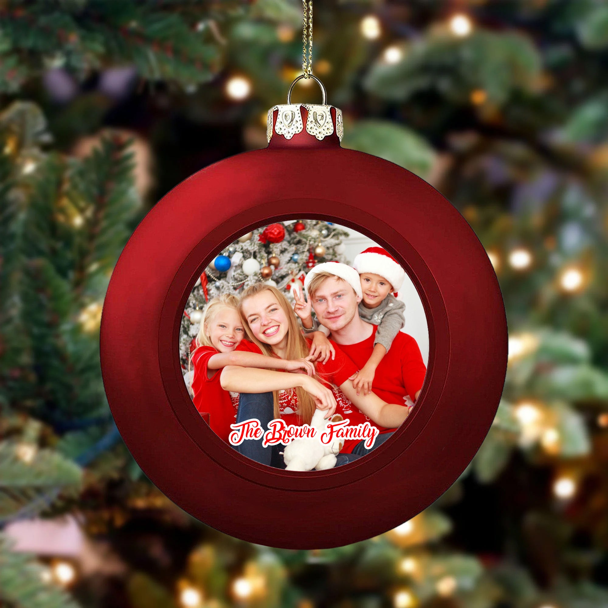 Personalizada Foto Diseño Bola de Navidad Ornamento con Texto Decoración del Árbol del Hogar Regalo de Navidad para la Familia Amigo