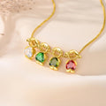 Collar personalizado de plata de ley con contorno de niño y niña y 1 a 6 piedras de nacimiento regalo de cumpleaños y aniversario para mujeres y niños