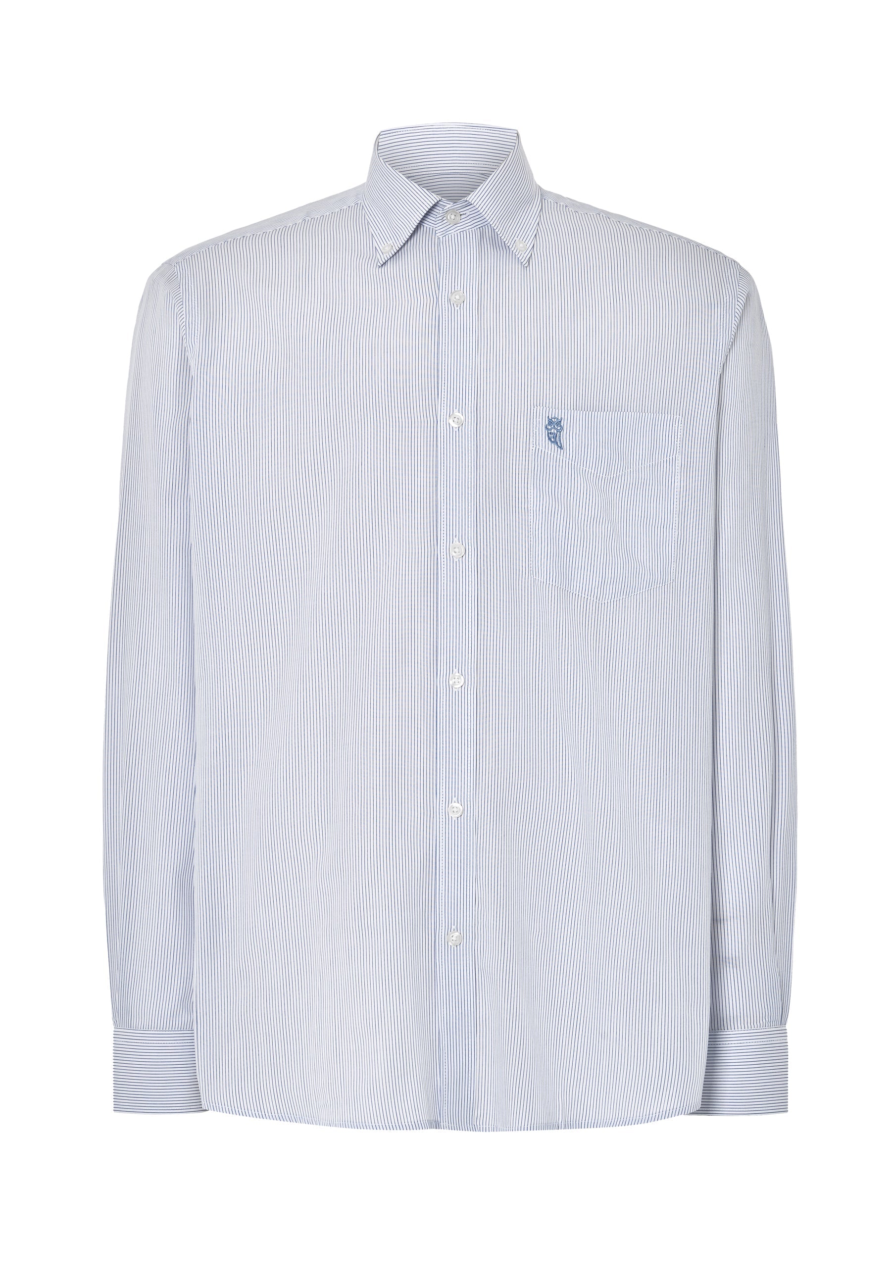 Camisa Hombre Manga Larga Popelín Rayas con Bolsillo Easy Iron Extrasuave - Azul 0304_39