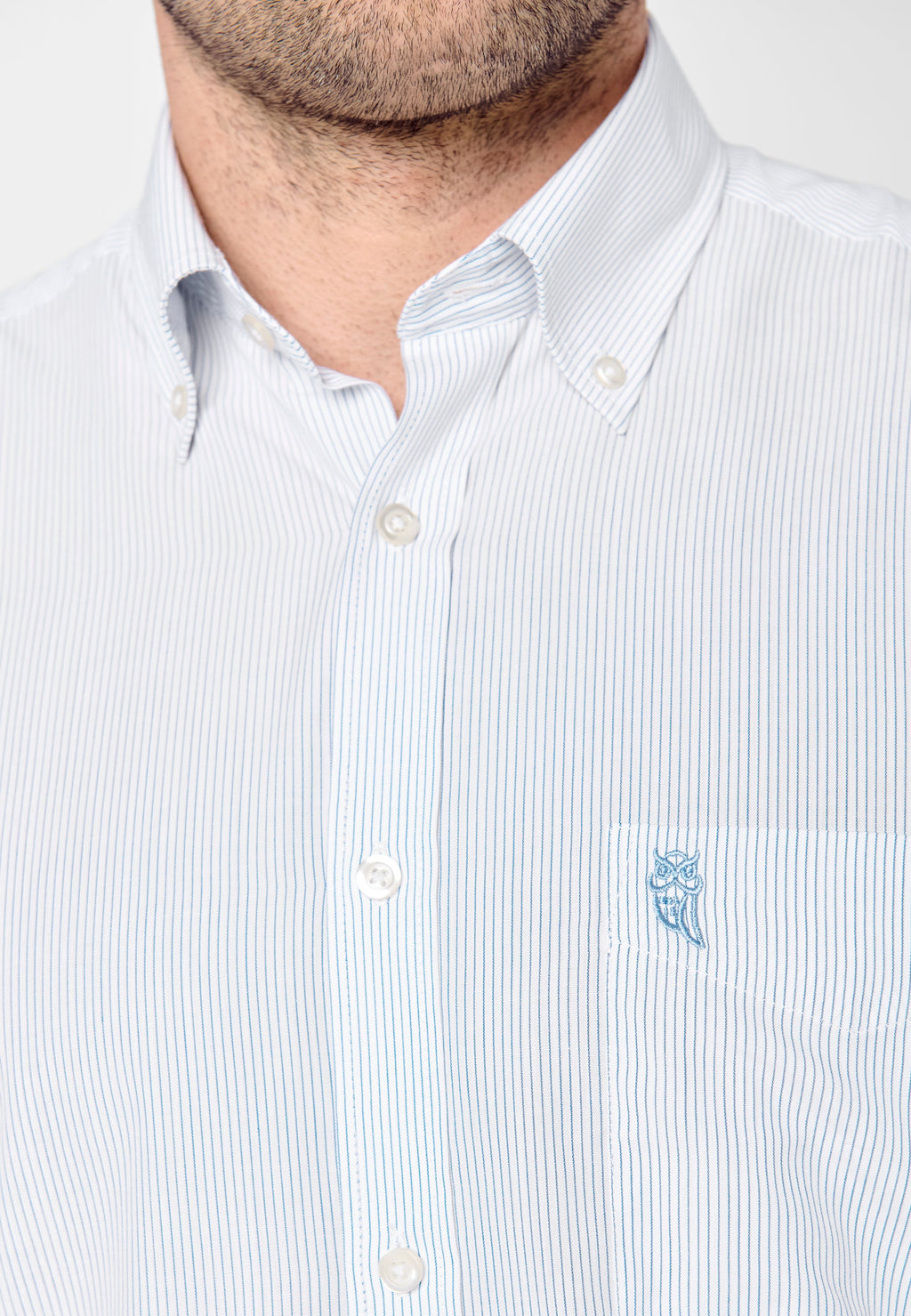 Camisa Hombre Manga Larga Popelín Rayas con Bolsillo Easy Iron Extrasuave - Azul 0304_39