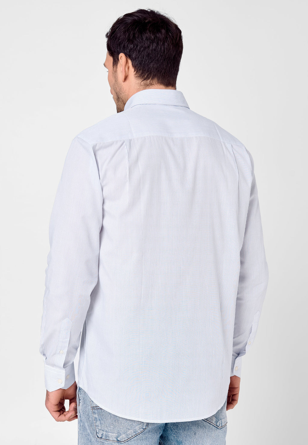 Camisa Hombre Manga Larga Popelín Rayas con Bolsillo Easy Iron Extrasuave - Azul 0304_39