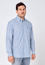 Camisa Hombre Manga Larga Popelín Rayas con Bolsillo Easy Iron Extrasuave - Azul 0306_39