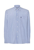 Camisa Hombre Manga Larga Popelín Rayas con Bolsillo Easy Iron Extrasuave - Azul 0306_39