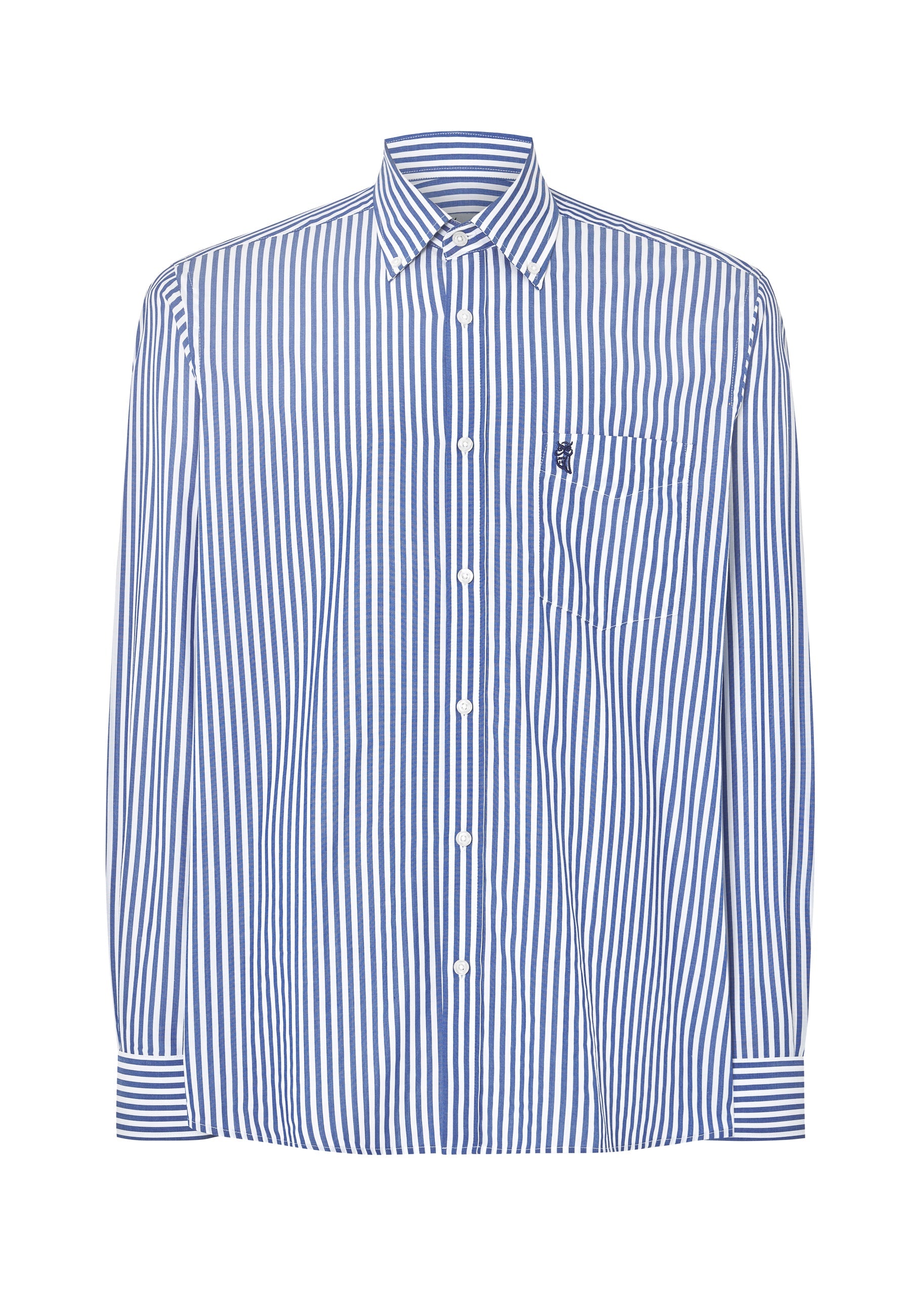 Camisa Hombre Manga Larga Popelín Rayas con Bolsillo Easy Iron Extrasuave - Azul 0306_39