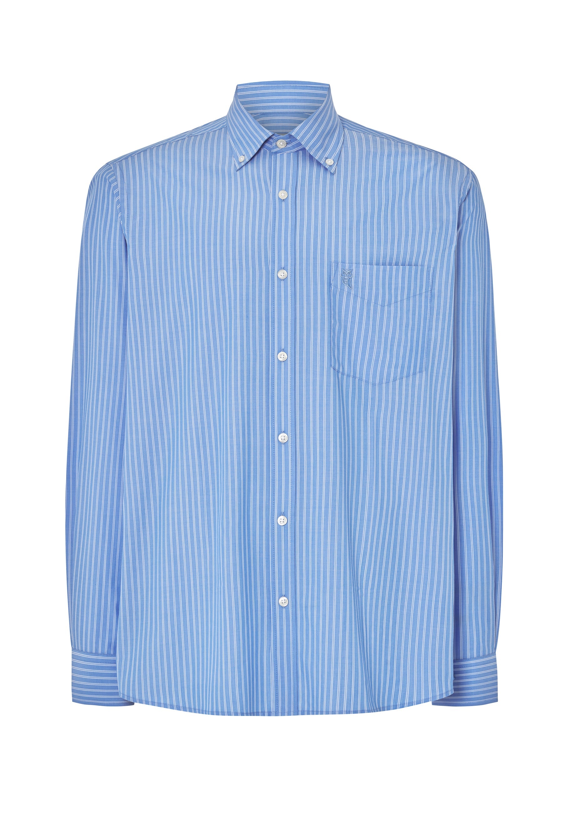 Camisa Hombre Manga Larga Popelín Rayas con Bolsillo Easy Iron Extrasuave - Azul 0307_33