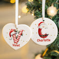 Personalizado Santa Claus bastón de caramelo inicial redondo corazón adornos de Navidad con nombre y cordón decoración del hogar regalo de Navidad para la familia