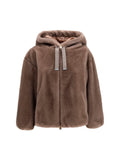 Herno Eco-Fur Hooded Jacket — Brown