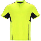 Conjunto deportivo unisex con combinación de tres tejidos, camiseta con cuello mao y apertura mediante broche de presión, interior de la manga en