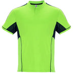 Conjunto deportivo unisex con combinación de tres tejidos, camiseta con cuello mao y apertura mediante broche de presión, interior de la manga en